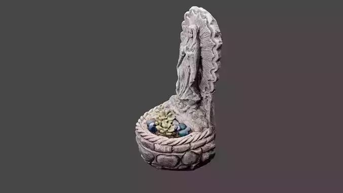 3D Scan Planpot Virgin Mary Figure HPoly