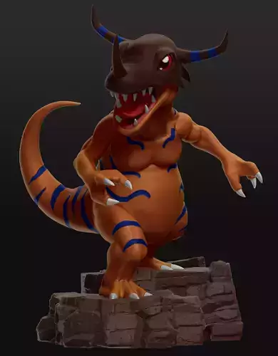 Greymon 3D STL orange tyrannosaurus statue