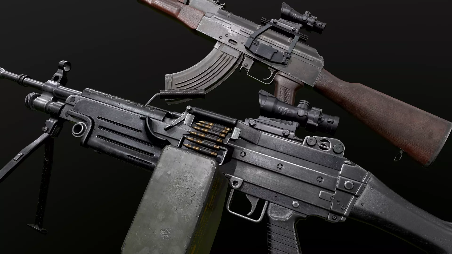 Weapons Pack m249 AK47 3D Model Collection_0