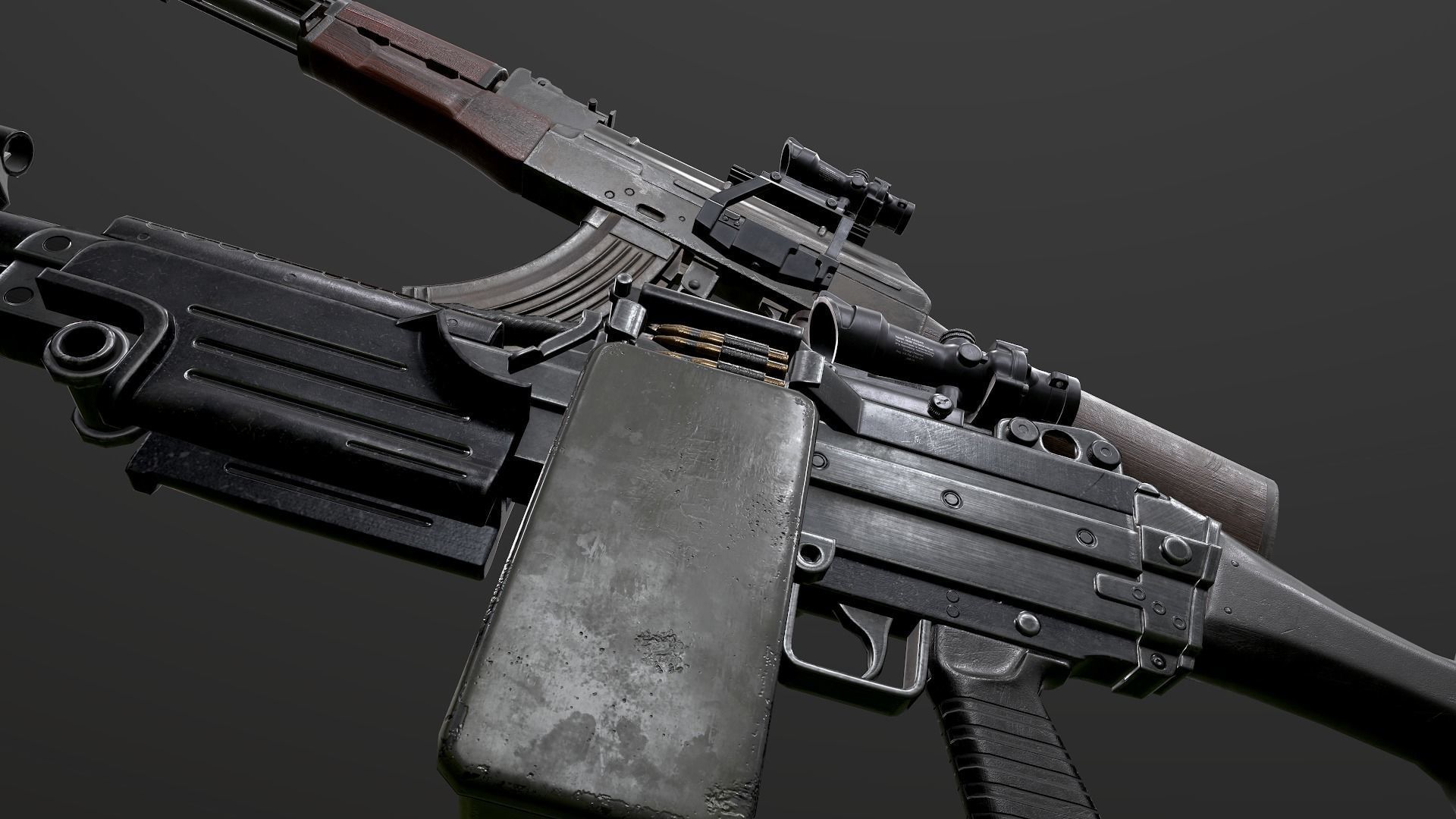 Weapons Pack m249 AK47 3D Model Collection_15