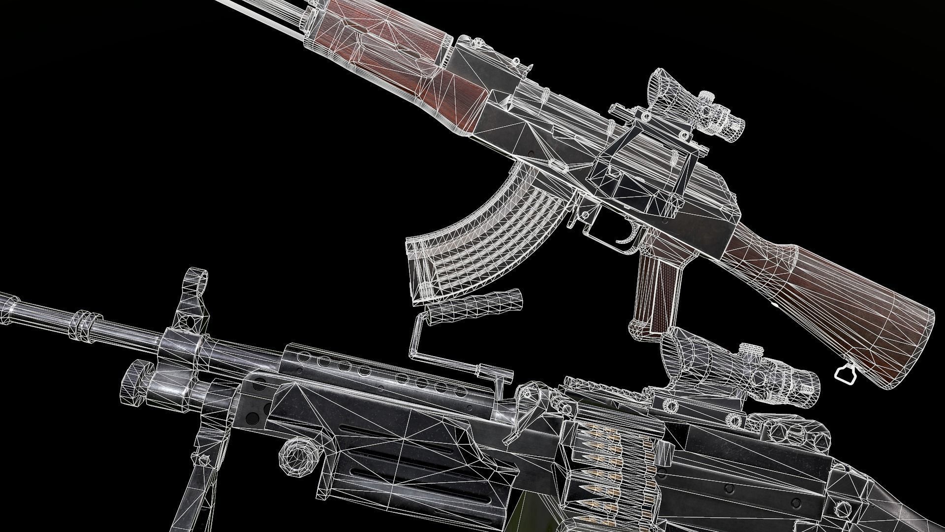 Weapons Pack m249 AK47 3D Model Collection_12