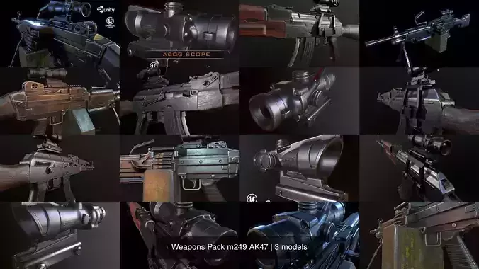Weapons Pack m249 AK47