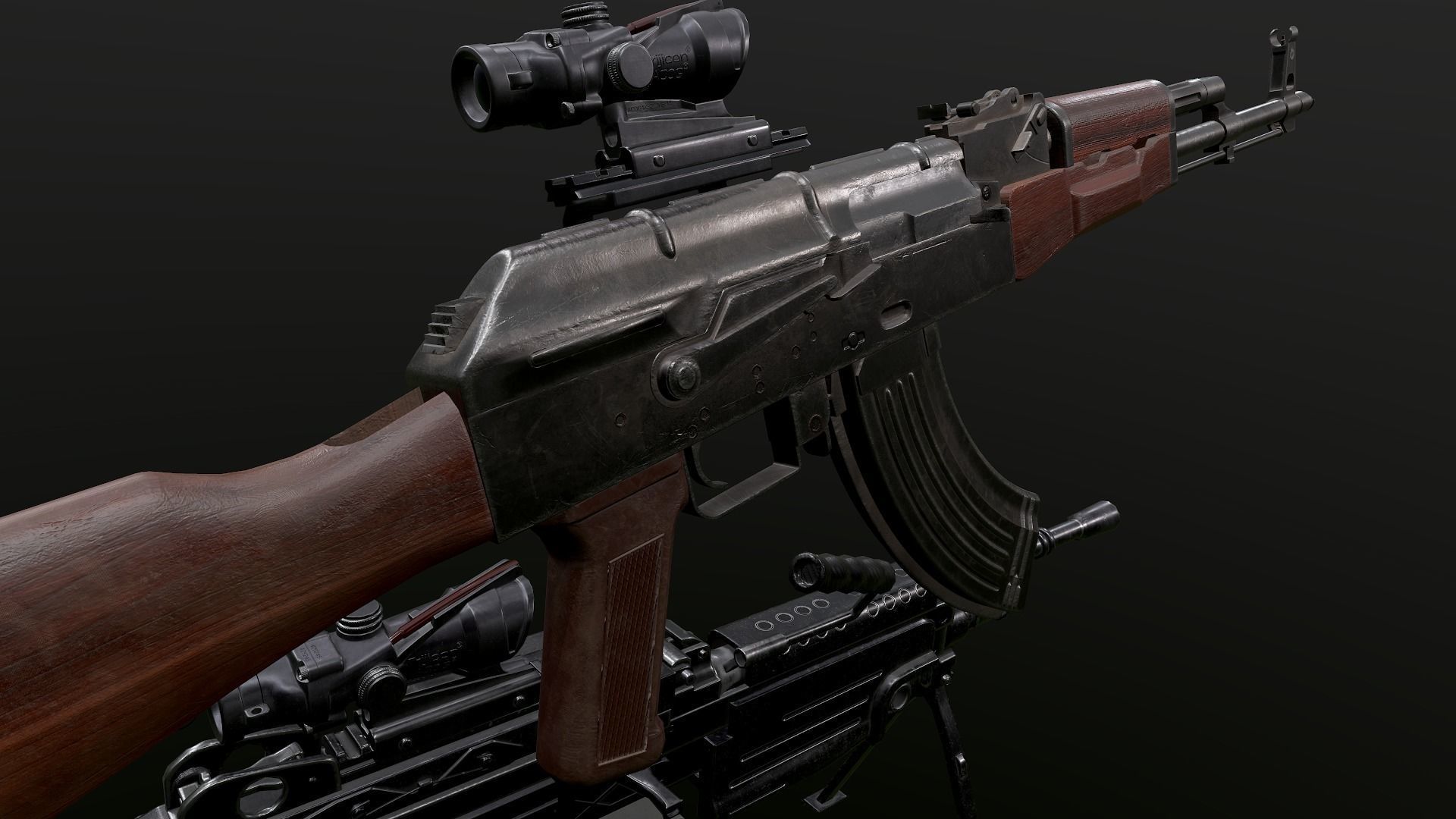 Weapons Pack m249 AK47 3D Model Collection_8
