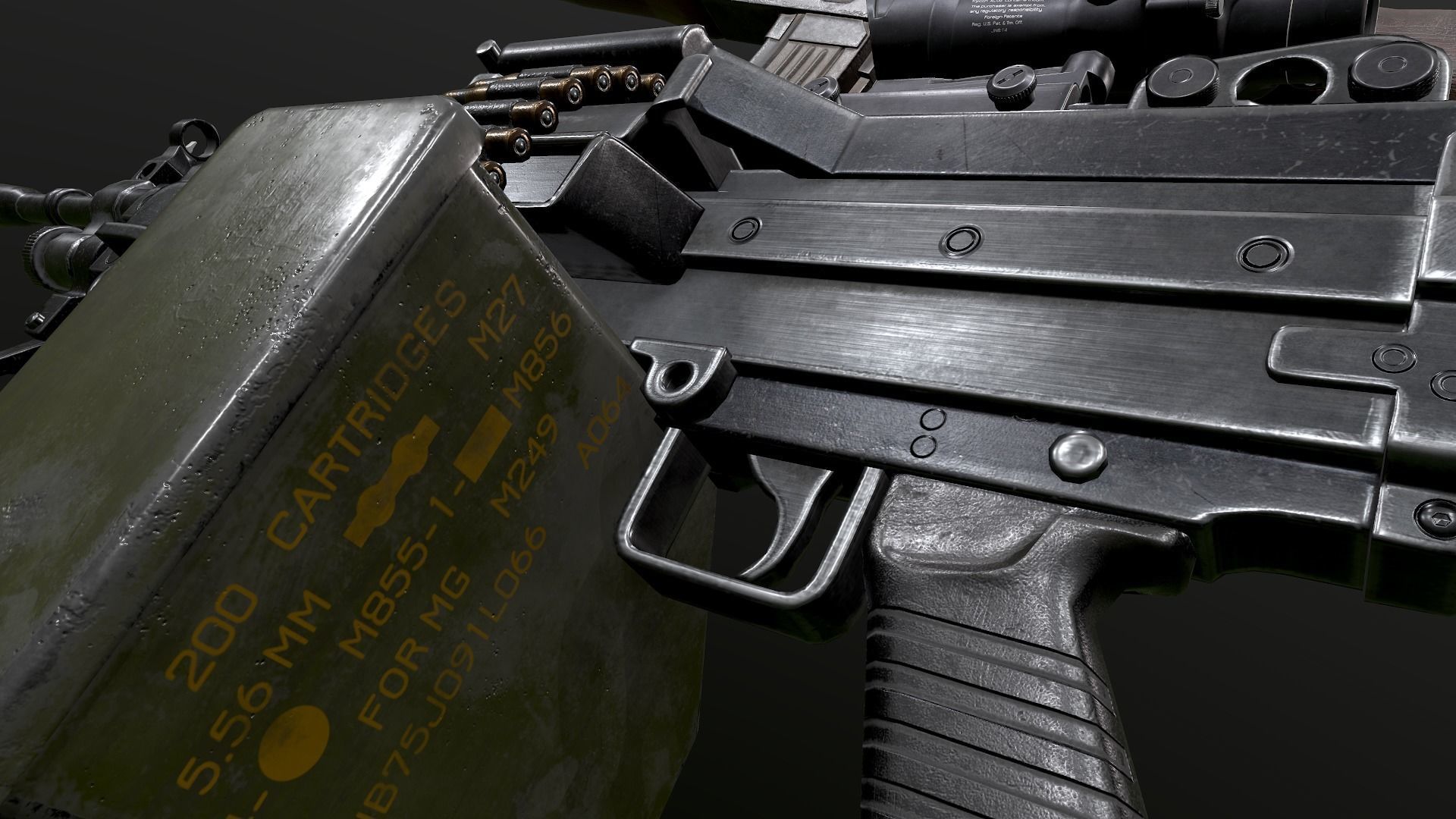 Weapons Pack m249 AK47 3D Model Collection_13