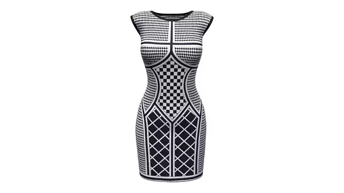 Sleeveless Round Neck Short Skirt Midi Chess Dress