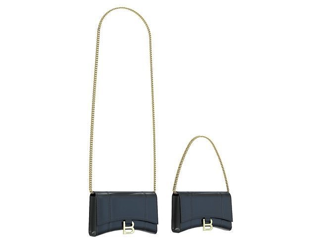 Balenciaga Hourglass Wallet On Chain Black Low-poly 3D model