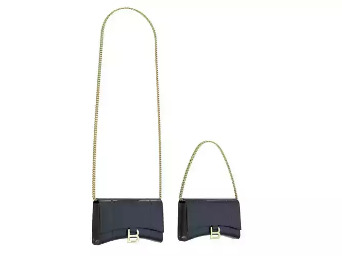 Balenciaga Hourglass Wallet On Chain Black