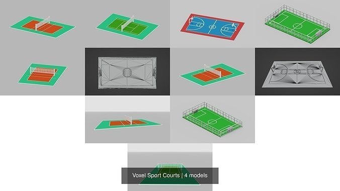 Voxel Sport Courts 3D Model Collection