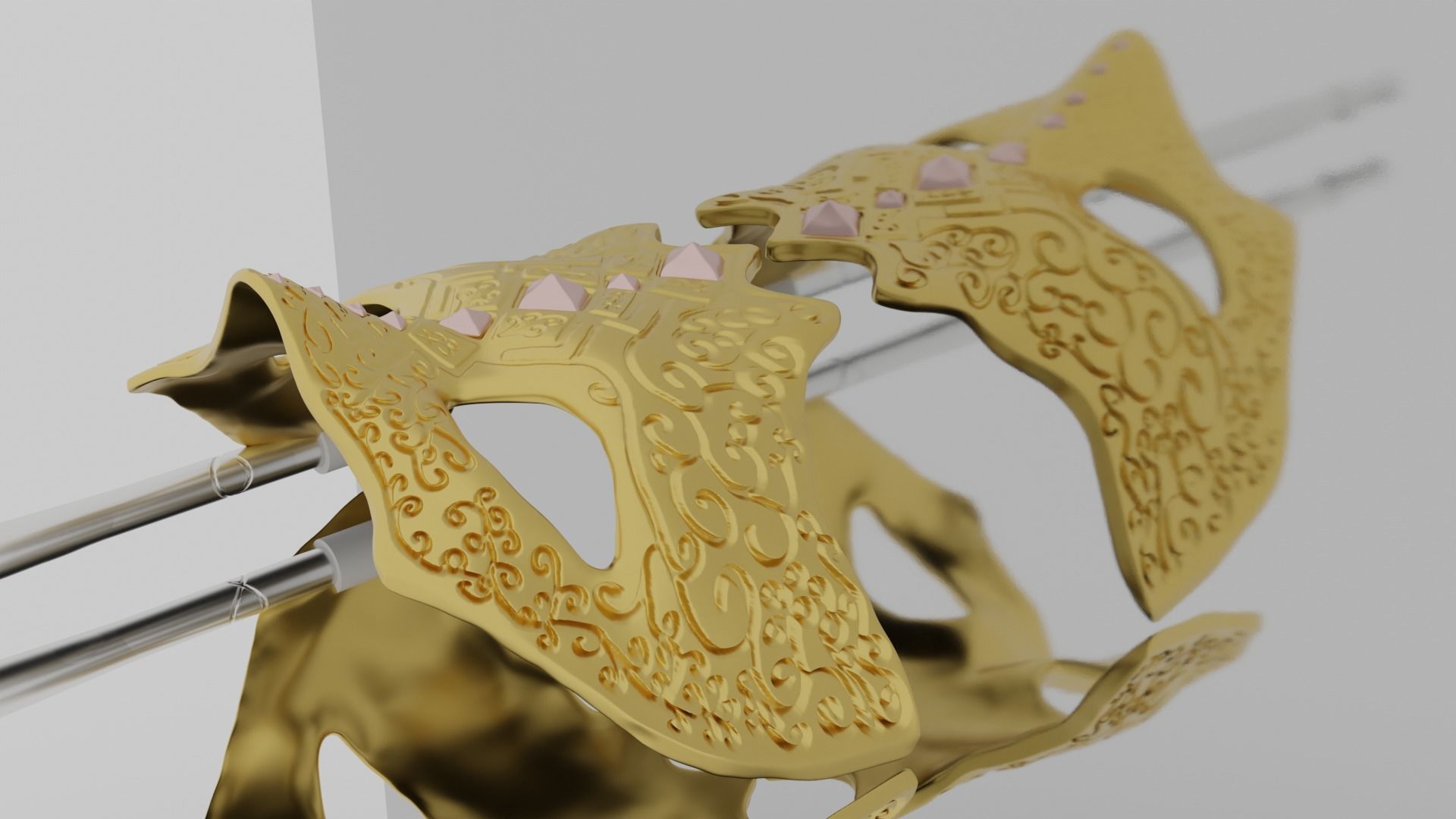 Masquerade Mask on Stick 3D print model_6