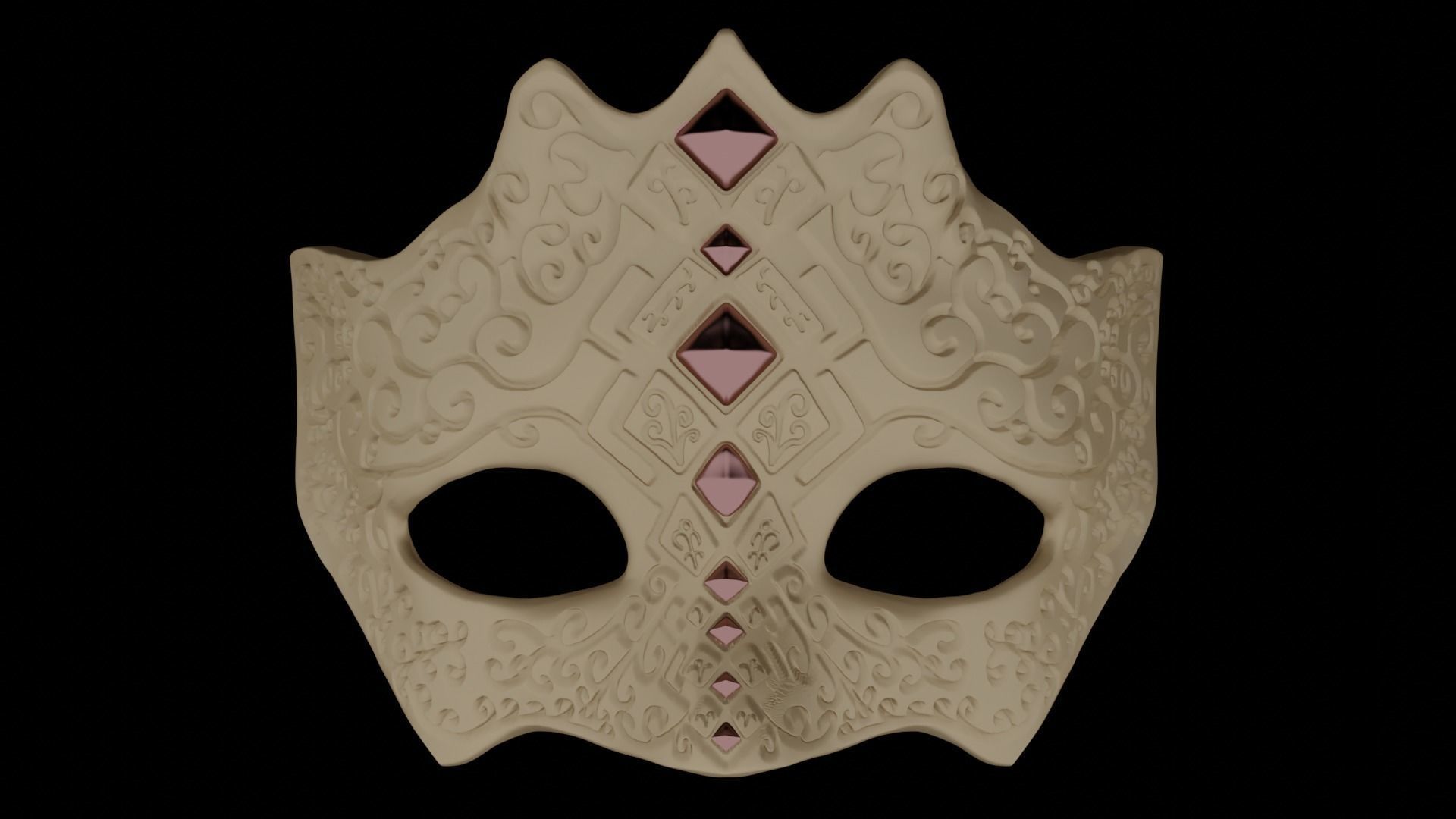 Masquerade Mask on Stick 3D print model_1