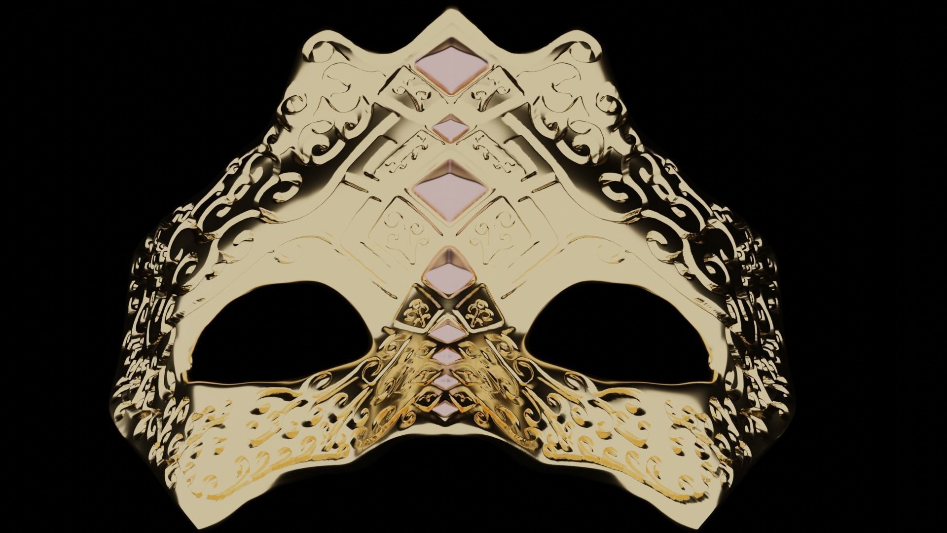 Masquerade Mask on Stick 3D print model_3