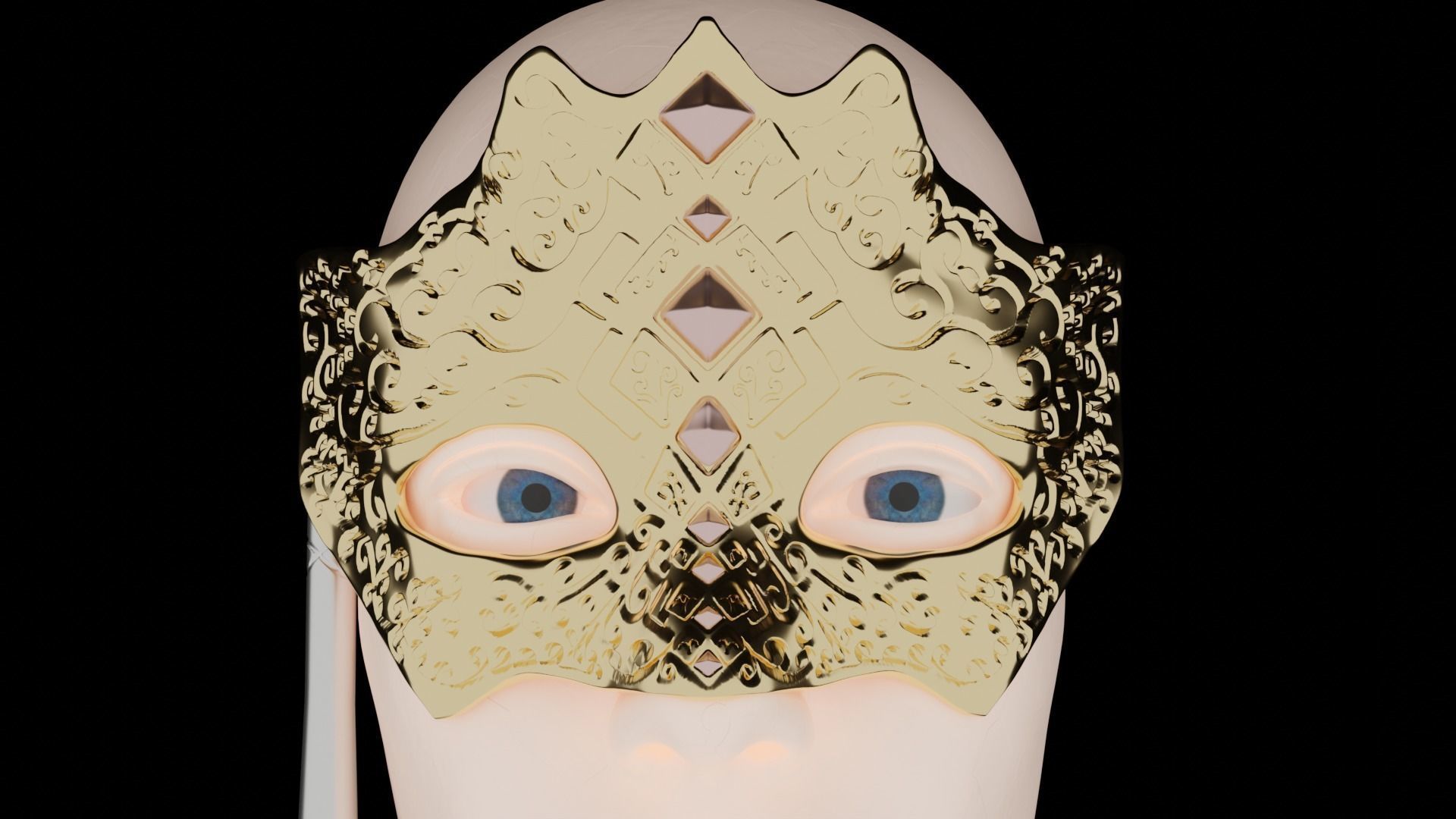 Masquerade Mask on Stick 3D print model_5