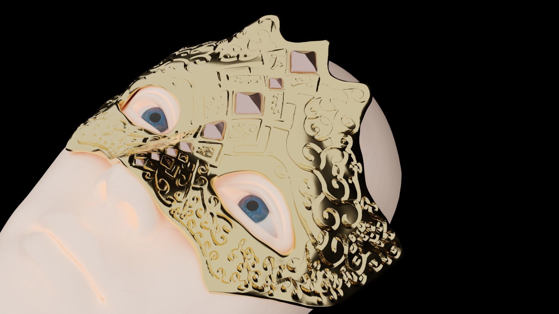 Masquerade Mask on Stick 3D print model_4