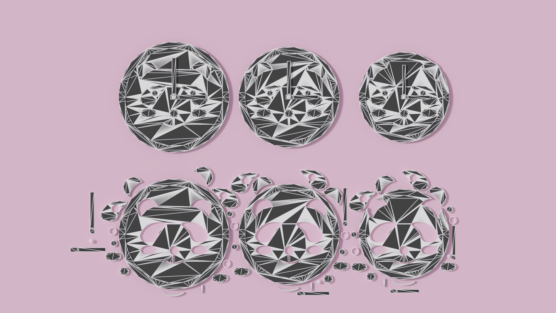 Cartoon Cute Panda Clock Puzzle 3D model_13