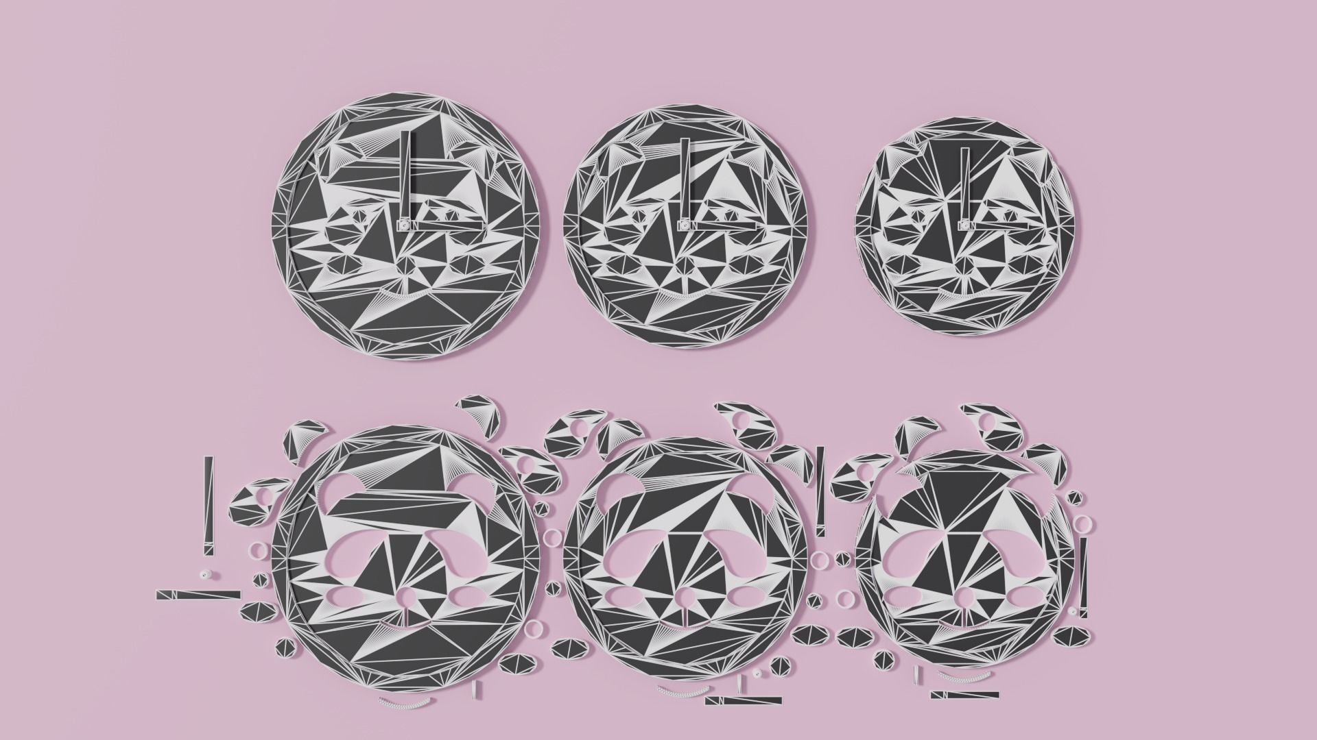 Cartoon Cute Panda Clock Puzzle 3D model_12