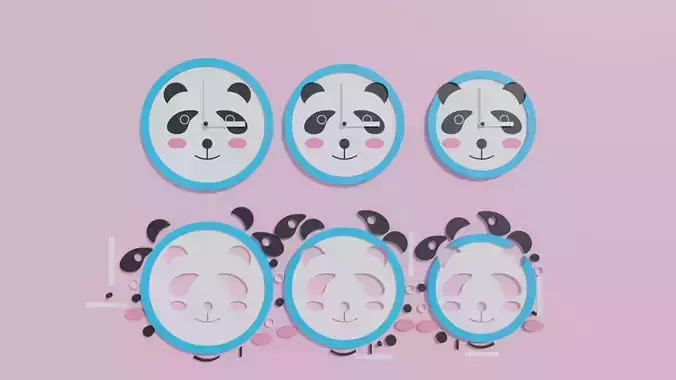 Cartoon Cute Panda Clock Puzzle