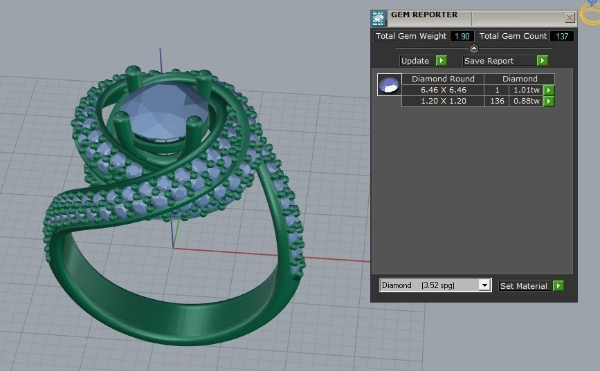 Ruban Diamond Ring 3d Print Model 3D print model_12