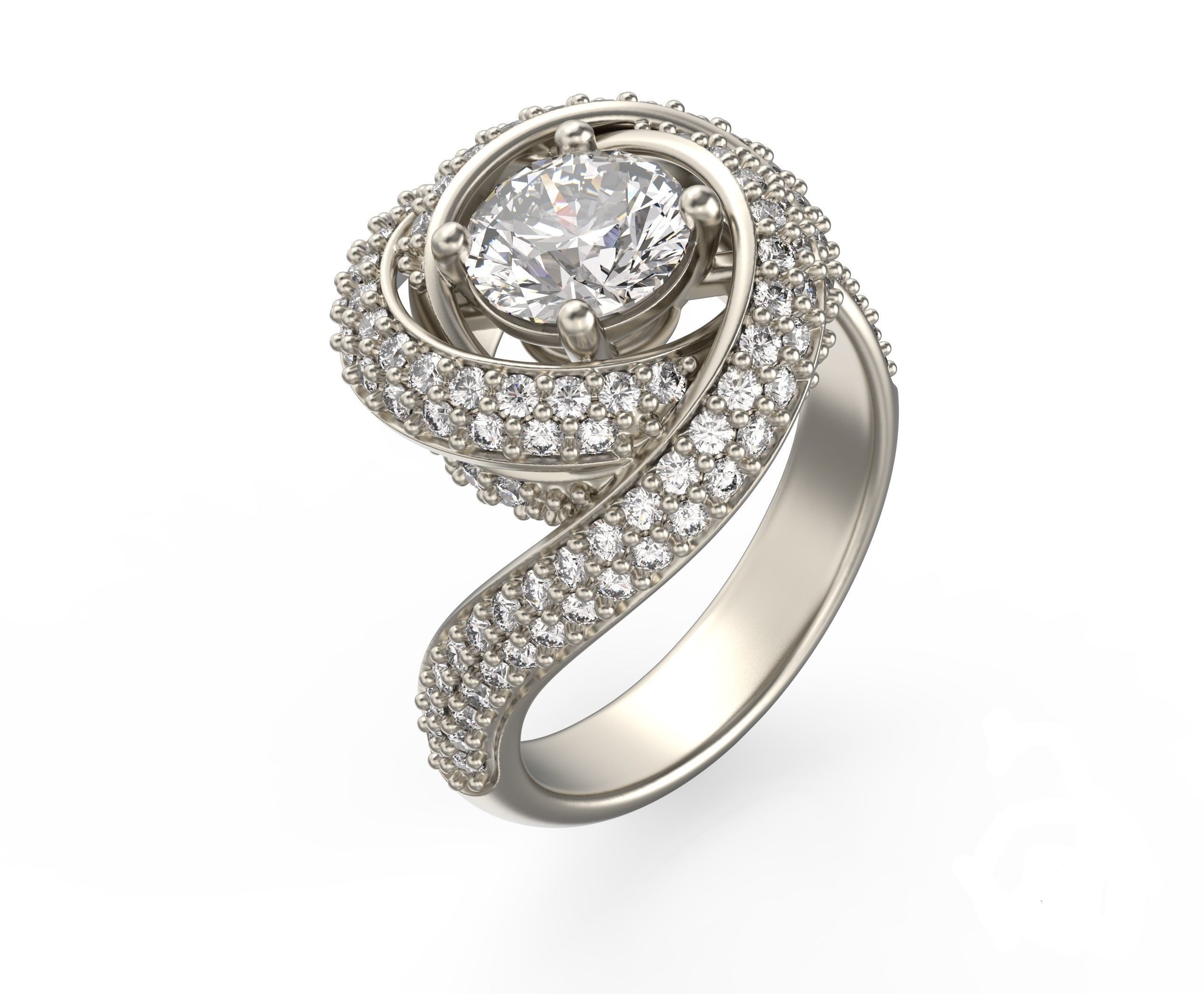 Ruban Diamond Ring 3d Print Model 3D print model_3