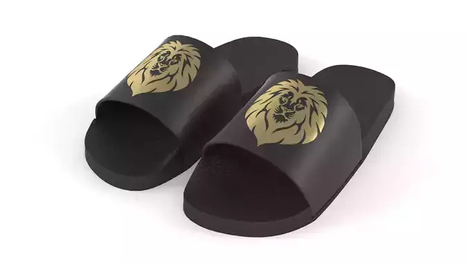 Slippers lion slide sandals 3D model