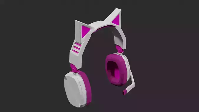 Lowpoly Style Gaming Headset with Catears