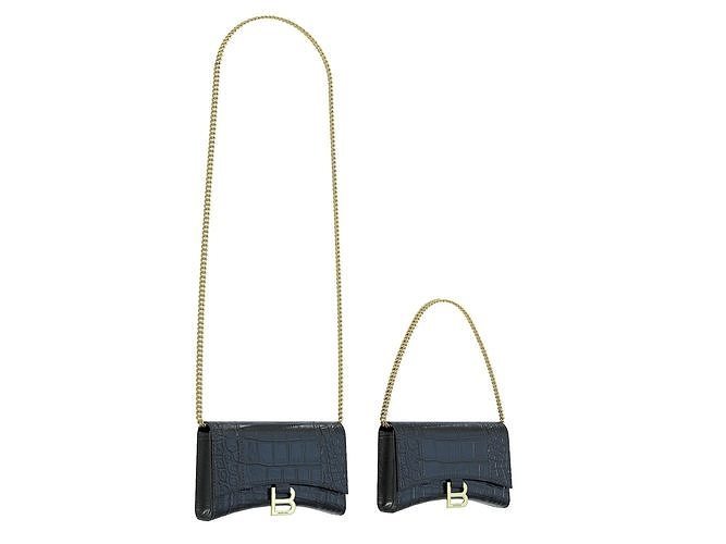 Balenciaga Hourglass Wallet On Chain Black Crocodile Low-poly 3D model