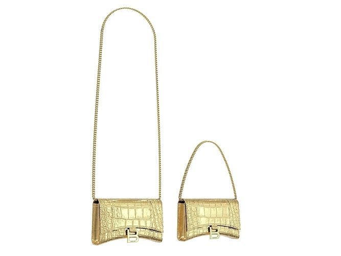 Balenciaga Hourglass Wallet On Chain Gold Crocodile Low-poly 3D model