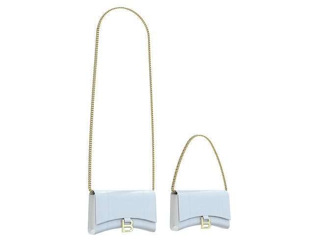 Balenciaga Hourglass Wallet On Chain White Leather Low-poly 3D model