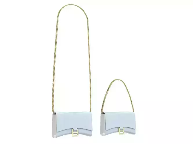 Balenciaga Hourglass Wallet On Chain White Leather