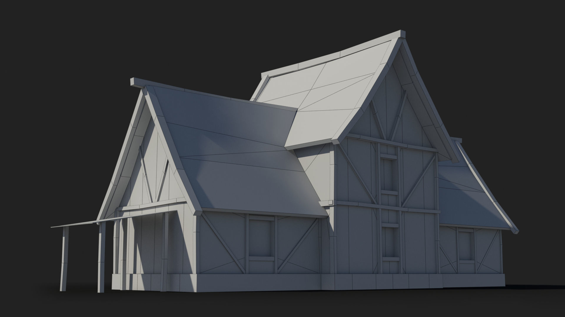 Medieval house x2 Low-poly 3D model_9