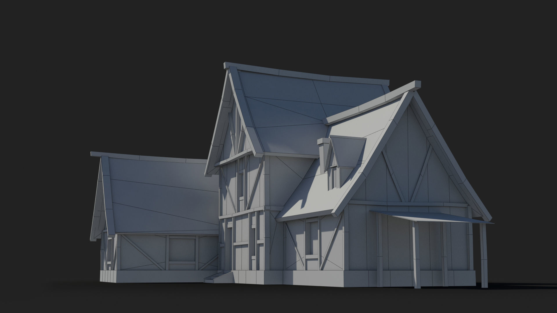 Medieval house x2 Low-poly 3D model_8