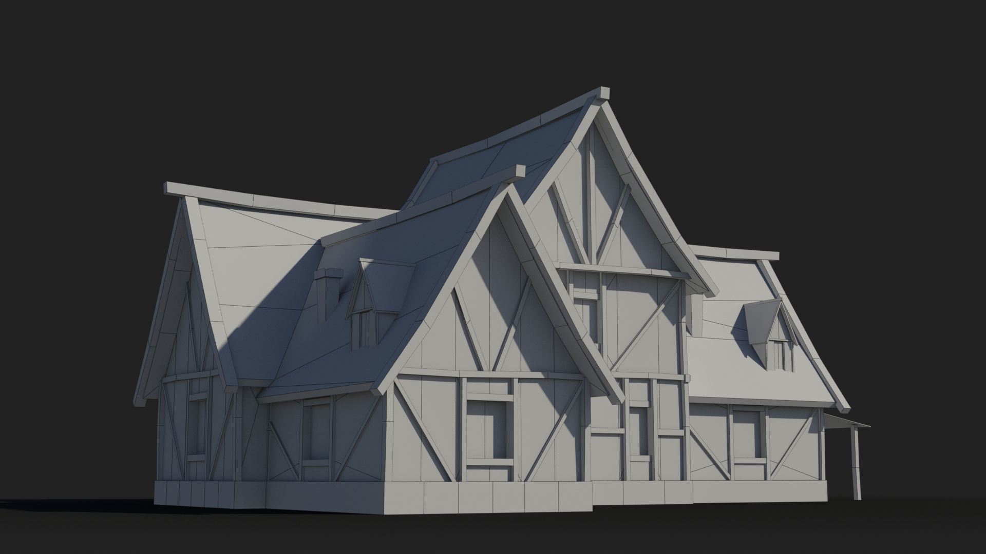 Medieval house x2 Low-poly 3D model_7