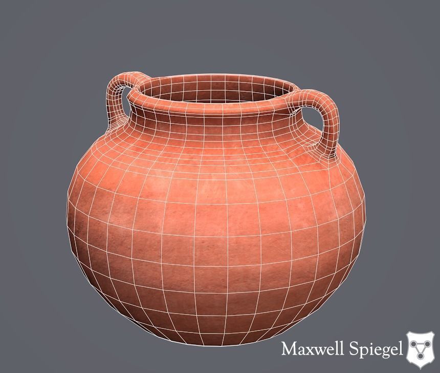 Pottery 4A Pot Low-poly 3D model_2