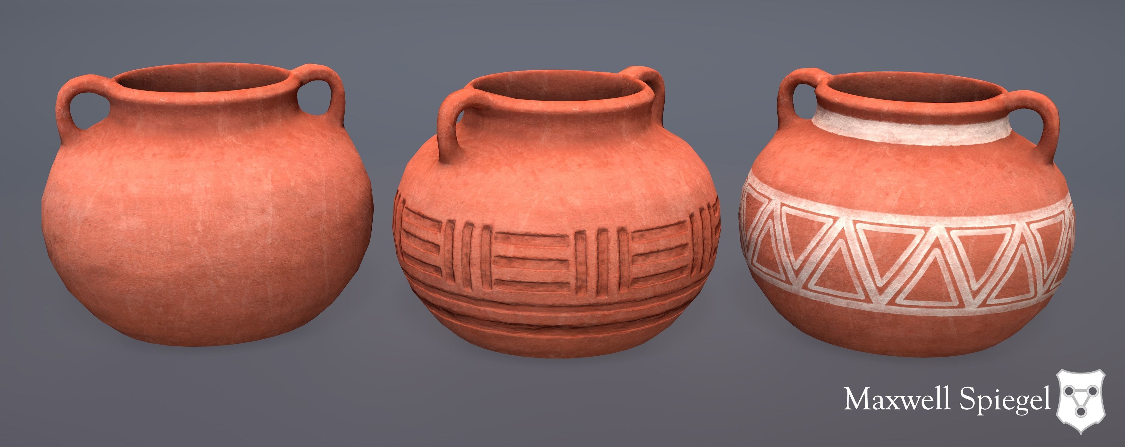 Pottery 4A Pot Low-poly 3D model_1