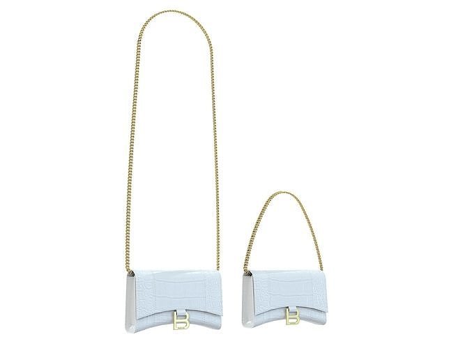 Balenciaga Hourglass Wallet On Chain White Crocodile Low-poly 3D model