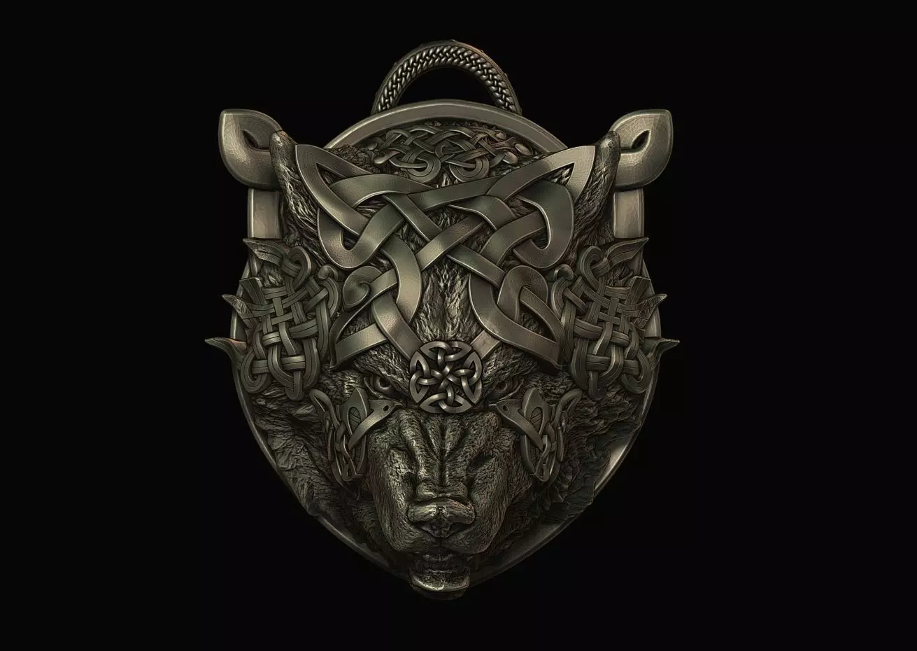 Wolf Fenrir necklace 3D print model_0