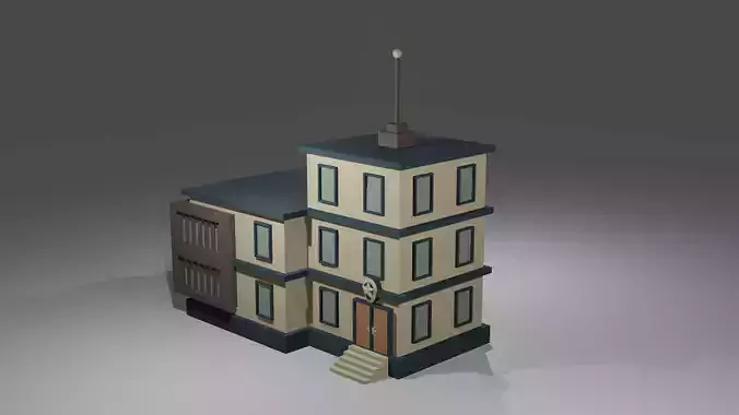 Low Poly Police Station with a jail