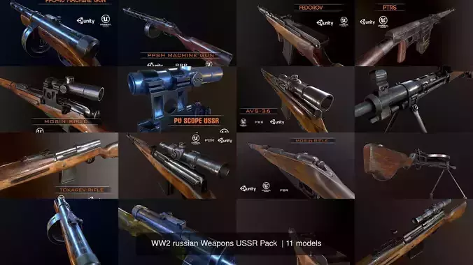WW2 russian Weapons USSR Pack 