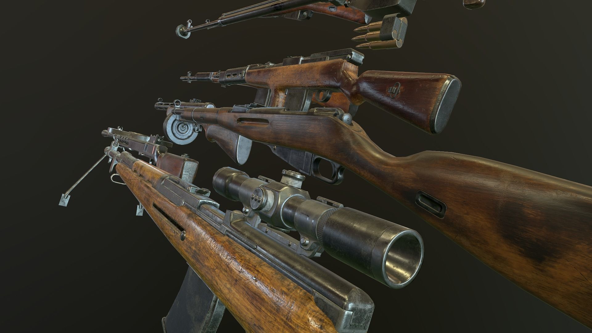 WW2 russian Weapons USSR Pack 3D Model Collection_15
