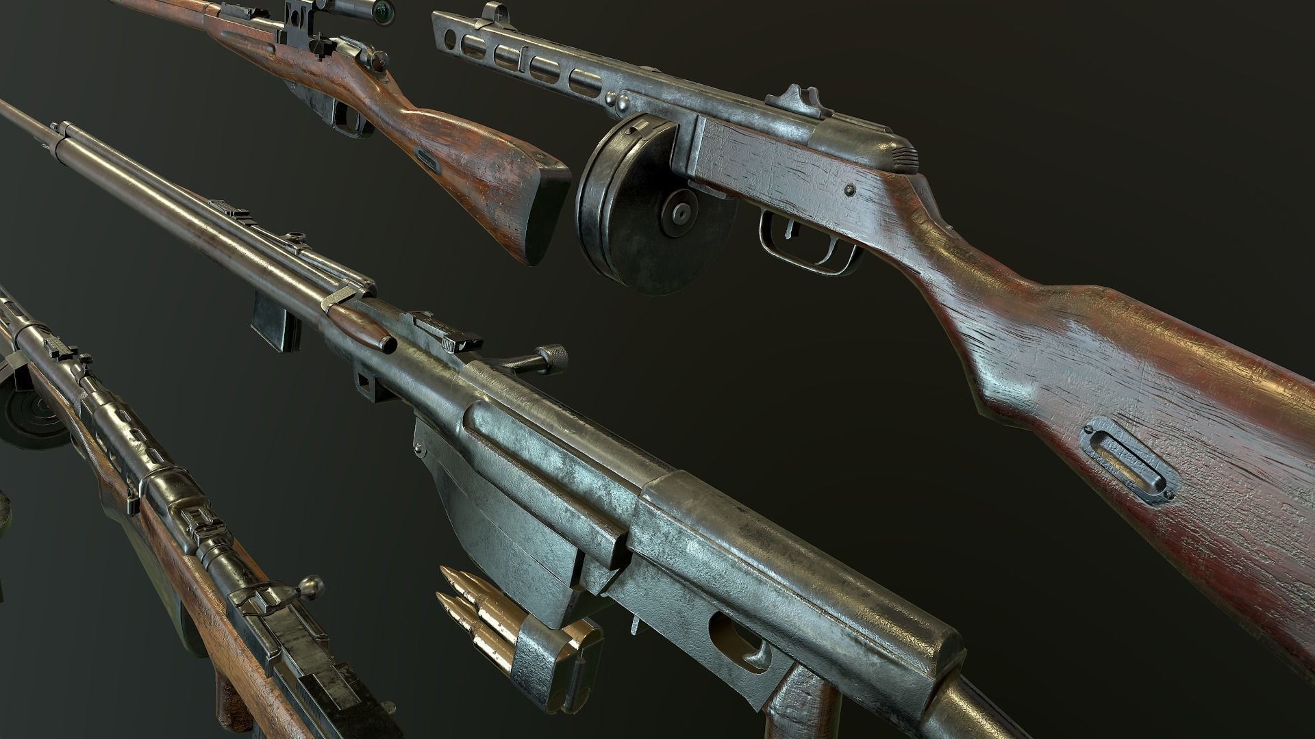 WW2 russian Weapons USSR Pack 3D Model Collection_20