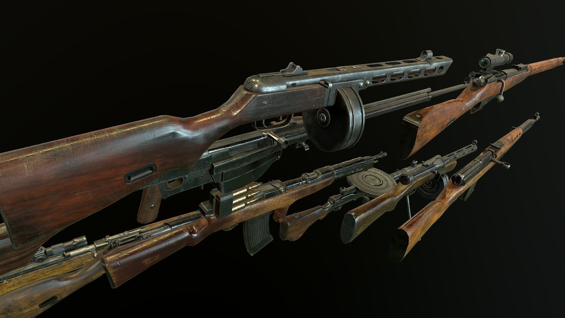 WW2 russian Weapons USSR Pack 3D Model Collection_8