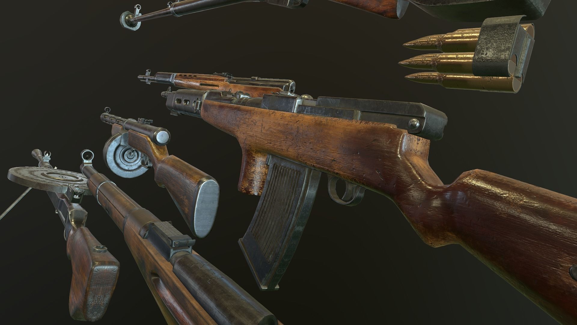 WW2 russian Weapons USSR Pack 3D Model Collection_16