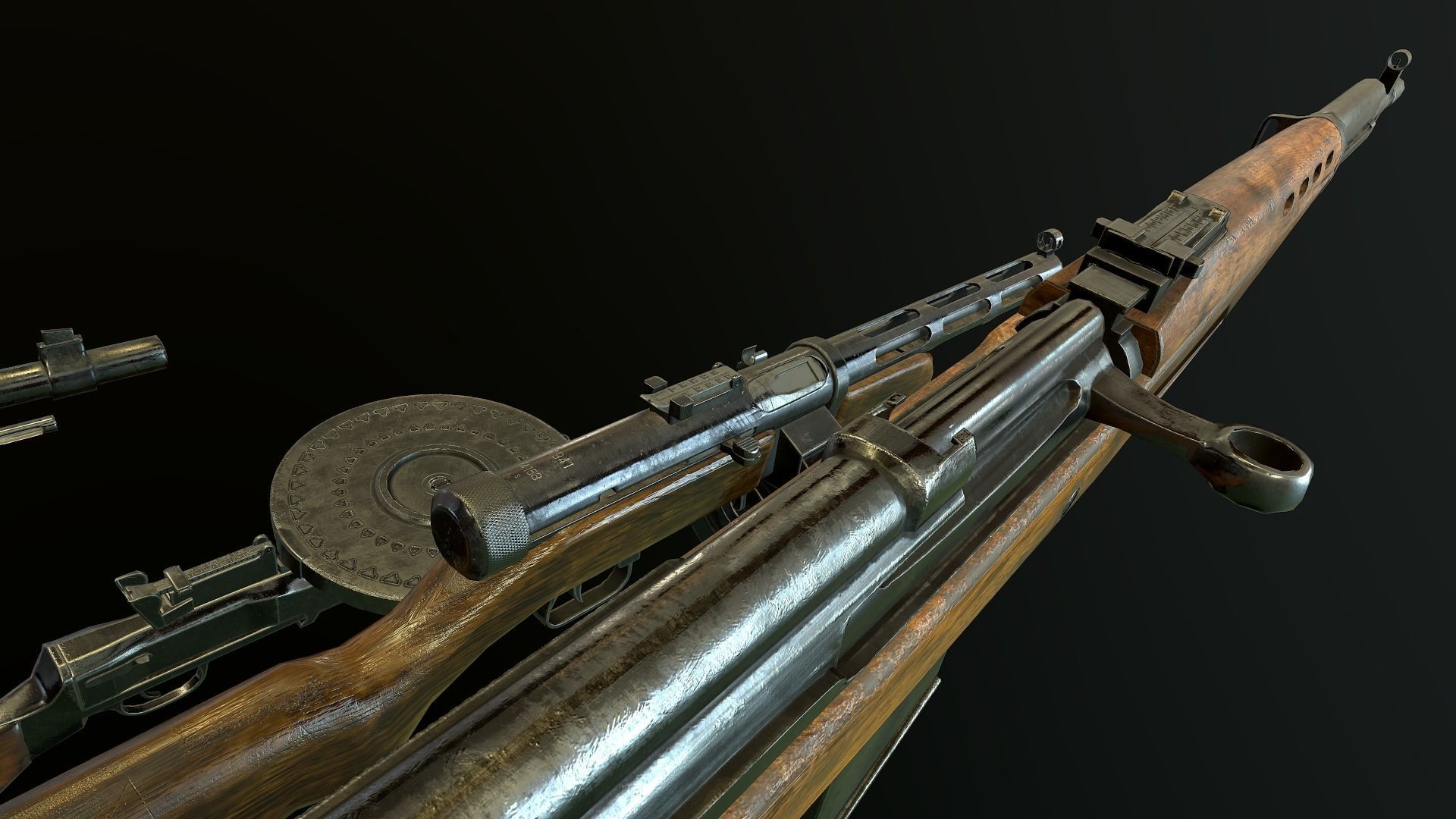 WW2 russian Weapons USSR Pack 3D Model Collection_9