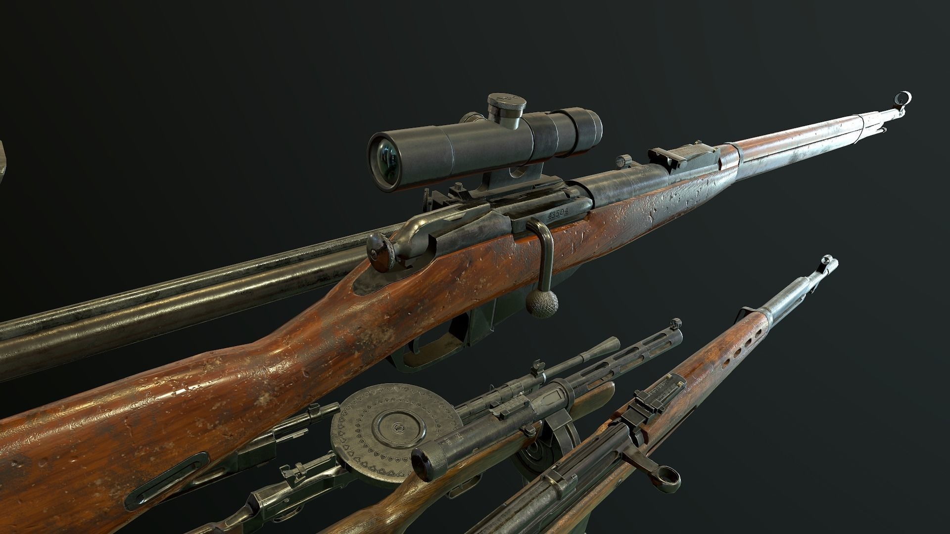 WW2 russian Weapons USSR Pack 3D Model Collection_14