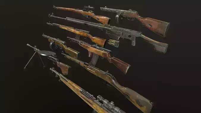 WW2 russian Weapons USSR Pack  3D Model Collection