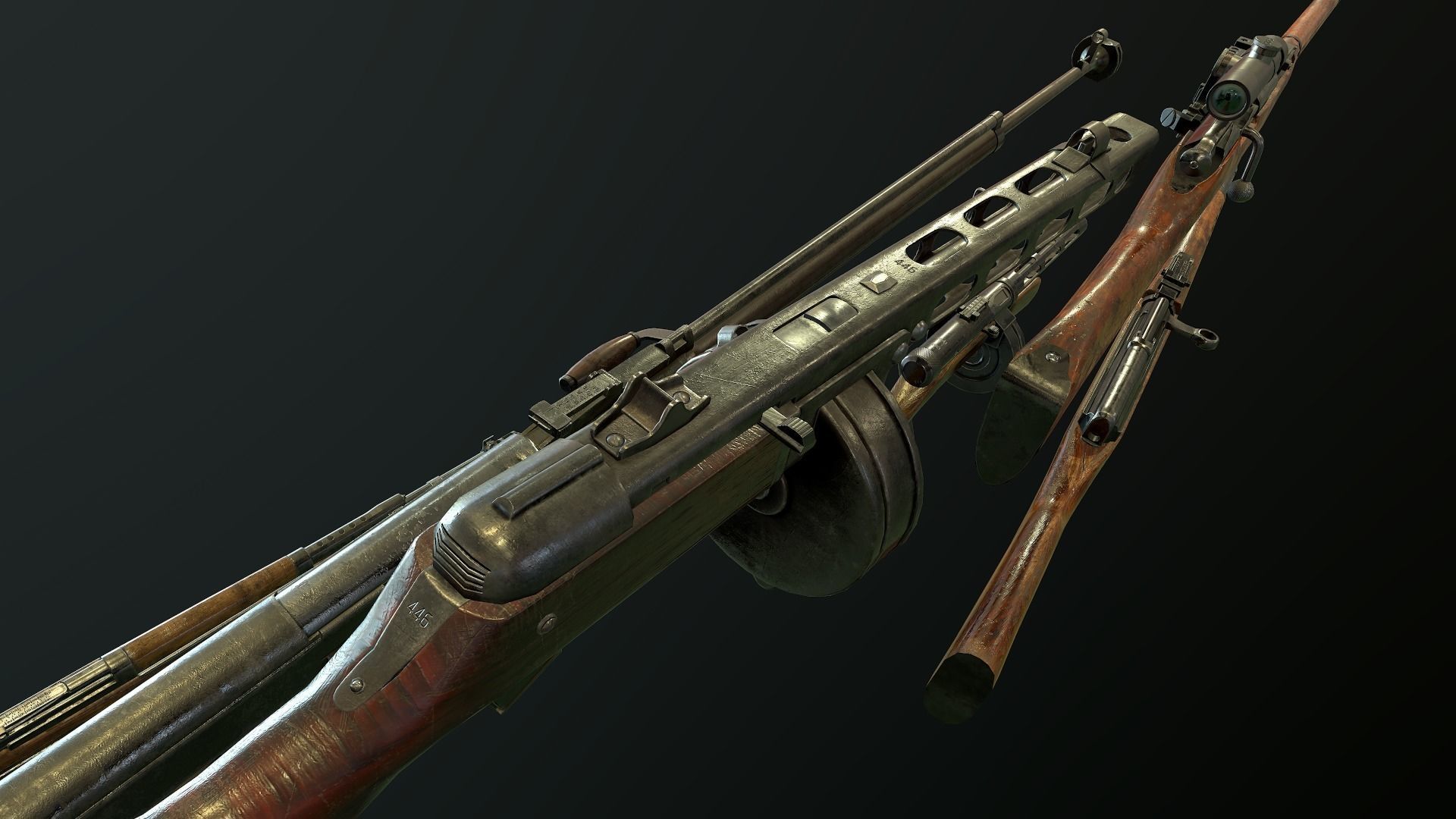 WW2 russian Weapons USSR Pack 3D Model Collection_4