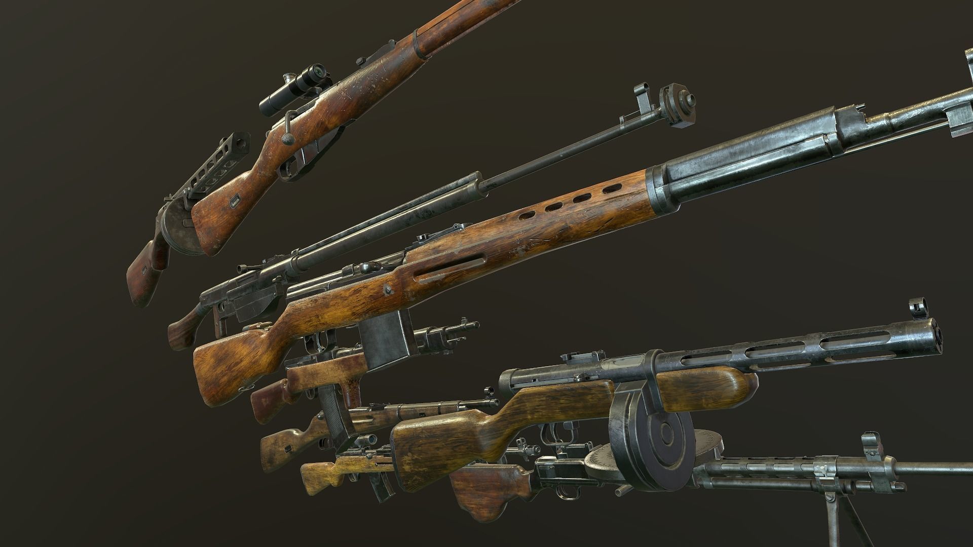 WW2 russian Weapons USSR Pack 3D Model Collection_6