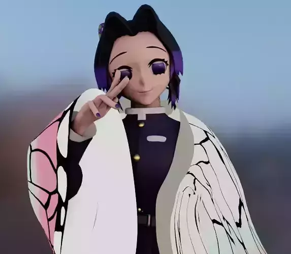 Shinobu Kocho Anime Model 3D REWORK Low-poly 3D model