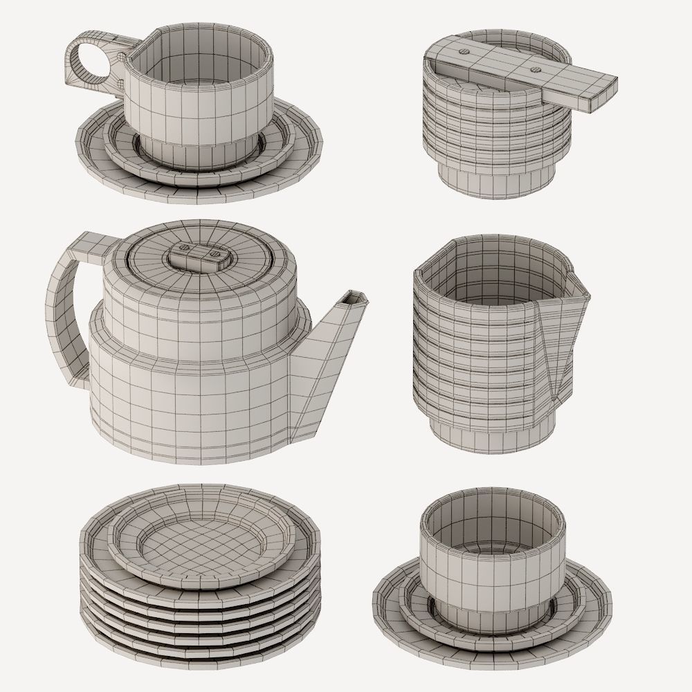 TEA SET jug and saucer 3D model_2