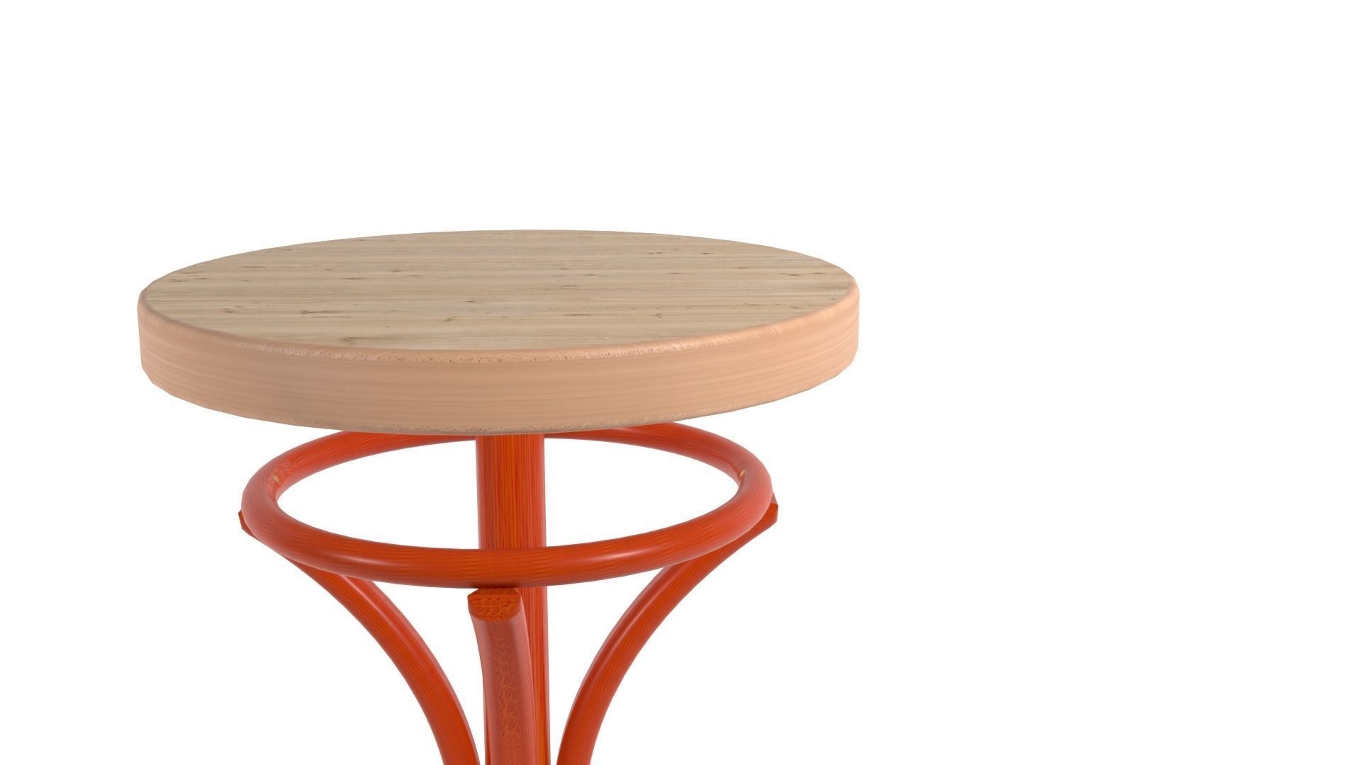 Chair orange stool with wooden top 3D model_2