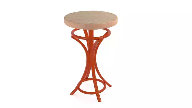 Chair orange stool with wooden top